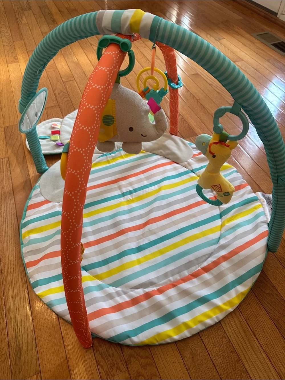 Bright Stars Baby Activity Gym - Elephant Baby Play Mat with Orange & Teal
